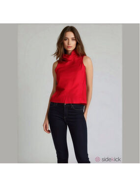 Bellissima fashions red knit sleeveless cowl neck women’s shirt small